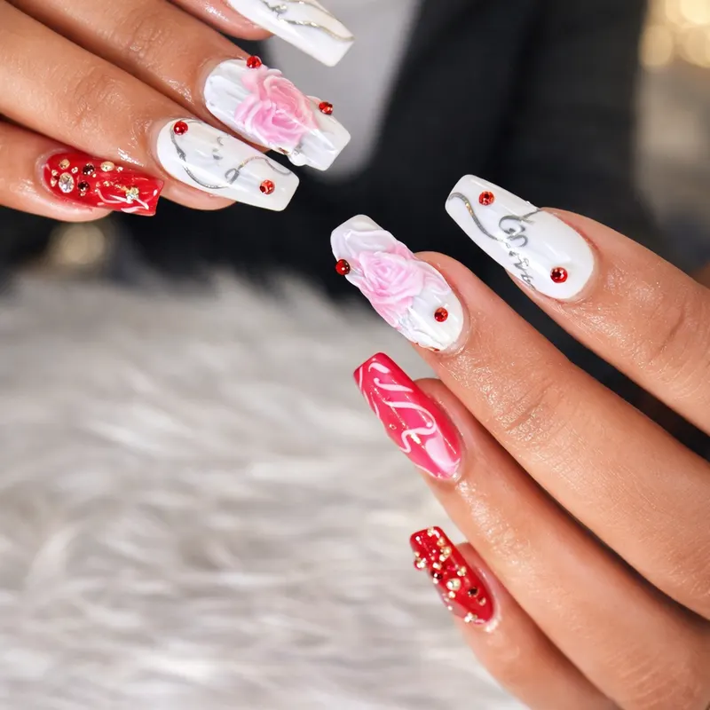 Acrylic, nail enhancements, 3D, custom, nail art by Unlimited Nail Systems in Sugar Land, TX