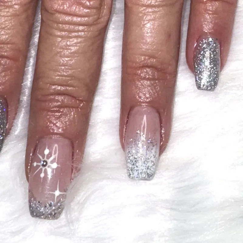 French, gel, manicure, design, holiday, Christmas by Unlimited Nail Systems in Sugar Land, TX